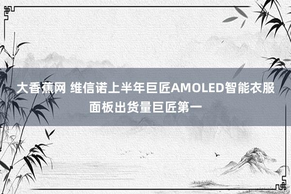 大香蕉网 维信诺上半年巨匠AMOLED智能衣服面板出货量巨匠第一