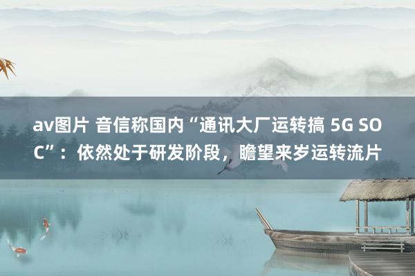 av图片 音信称国内“通讯大厂运转搞 5G SOC”：依然处于研发阶段，瞻望来岁运转流片